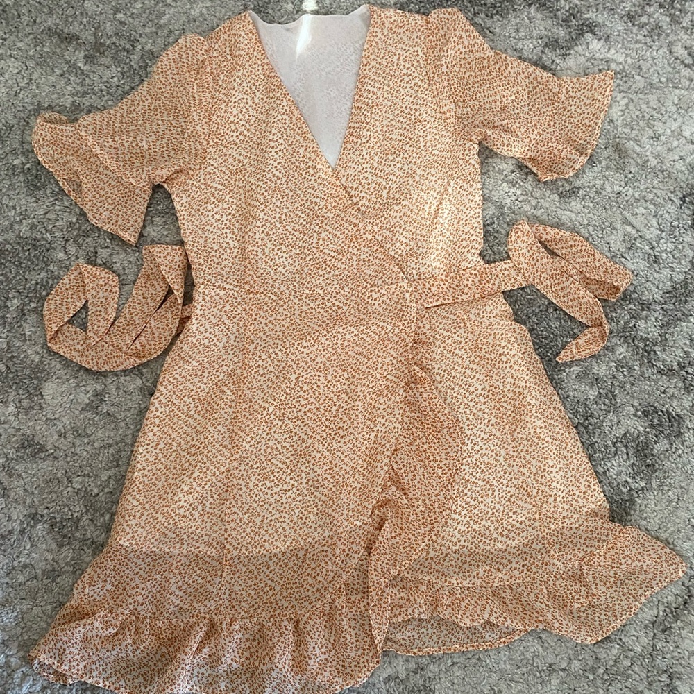 Flowy Overlap Sheer Tea Dress